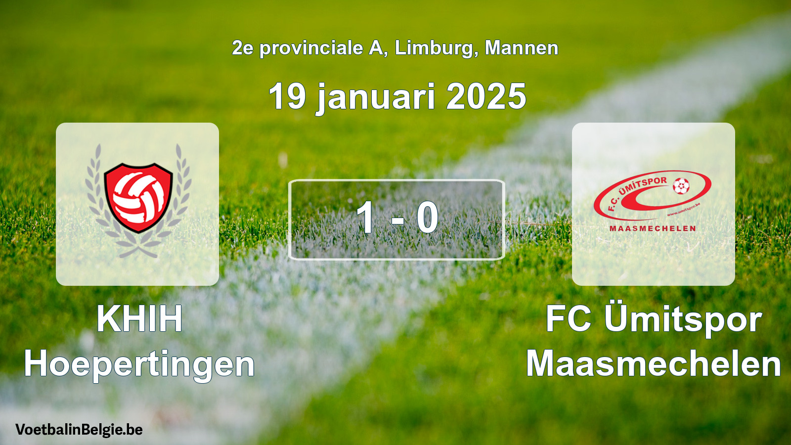 Gespeelde wedstrijd mannenvoetbal: KHIH Hoepertingen - FC Ümitspor Maasmechelen 1 - 0 (19 januari 2025)