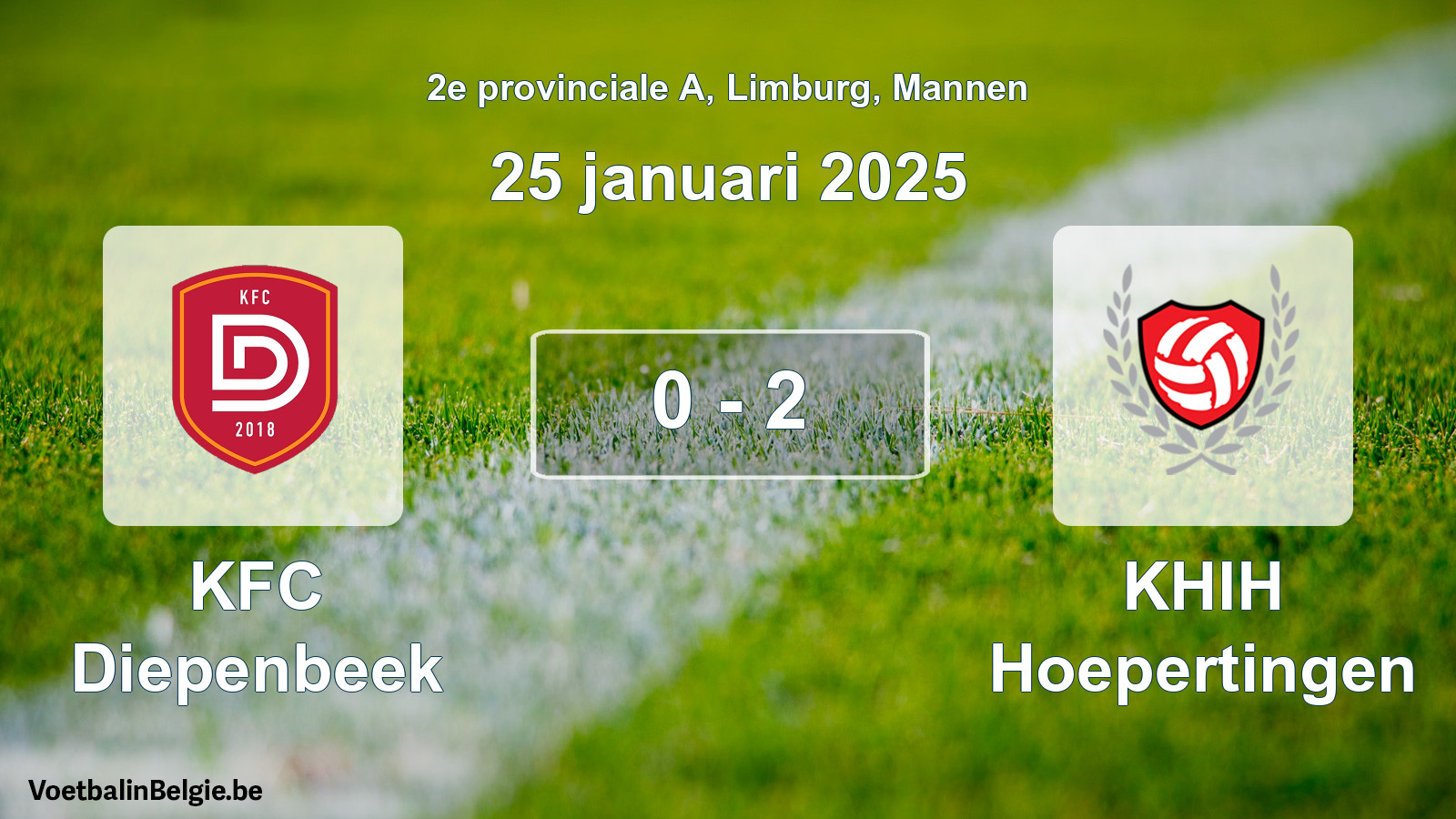 Gespeelde wedstrijd mannenvoetbal: KFC Diepenbeek - KHIH Hoepertingen 0 - 2 (25 januari 2025)