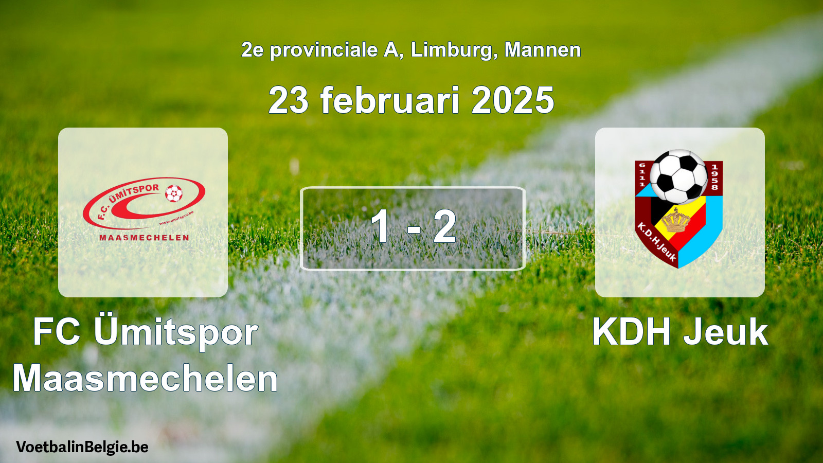 Gespeelde wedstrijd mannenvoetbal: FC Ümitspor Maasmechelen - KDH Jeuk 1 - 2 (23 februari 2025)