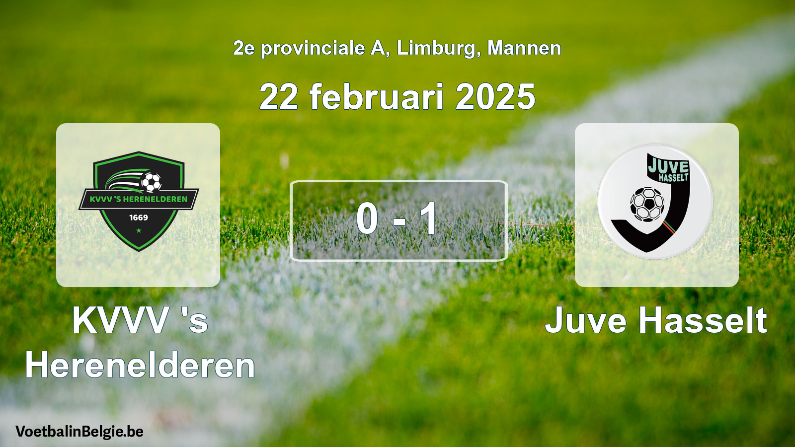 Gespeelde wedstrijd mannenvoetbal: KVVV 's Herenelderen - Juve Hasselt 0 - 1 (22 februari 2025)
