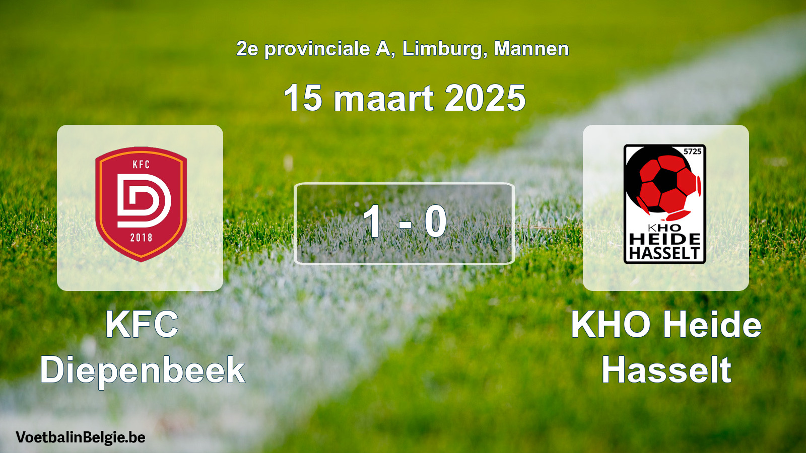 Played match men football: KFC Diepenbeek - KHO Heide Hasselt 1 - 0 (15 March 2025)