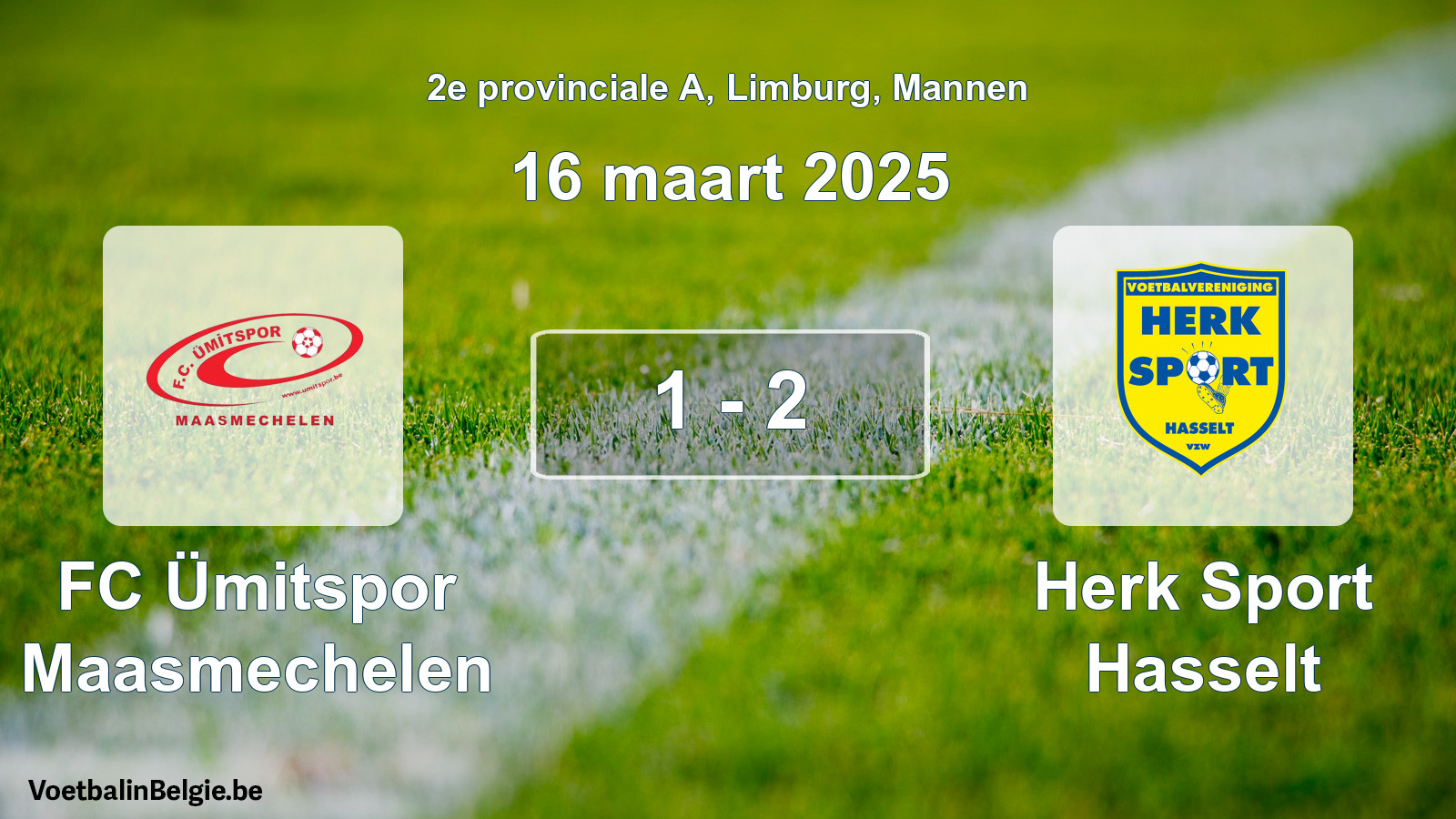 Gespeelde wedstrijd mannenvoetbal: FC Ümitspor Maasmechelen - Herk Sport Hasselt 1 - 2 (16 maart 2025)