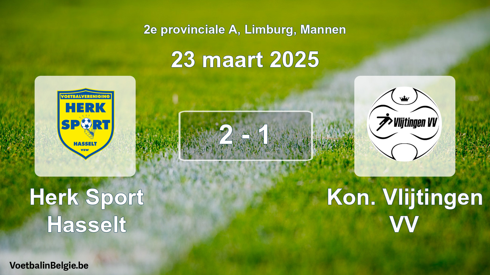 Gespeelde wedstrijd mannenvoetbal: Herk Sport Hasselt - Kon. Vlijtingen VV 2 - 1 (23 maart 2025)