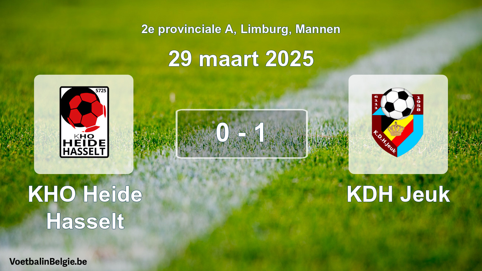 Gespeelde wedstrijd mannenvoetbal: KHO Heide Hasselt - KDH Jeuk 0 - 1 (29 maart 2025)
