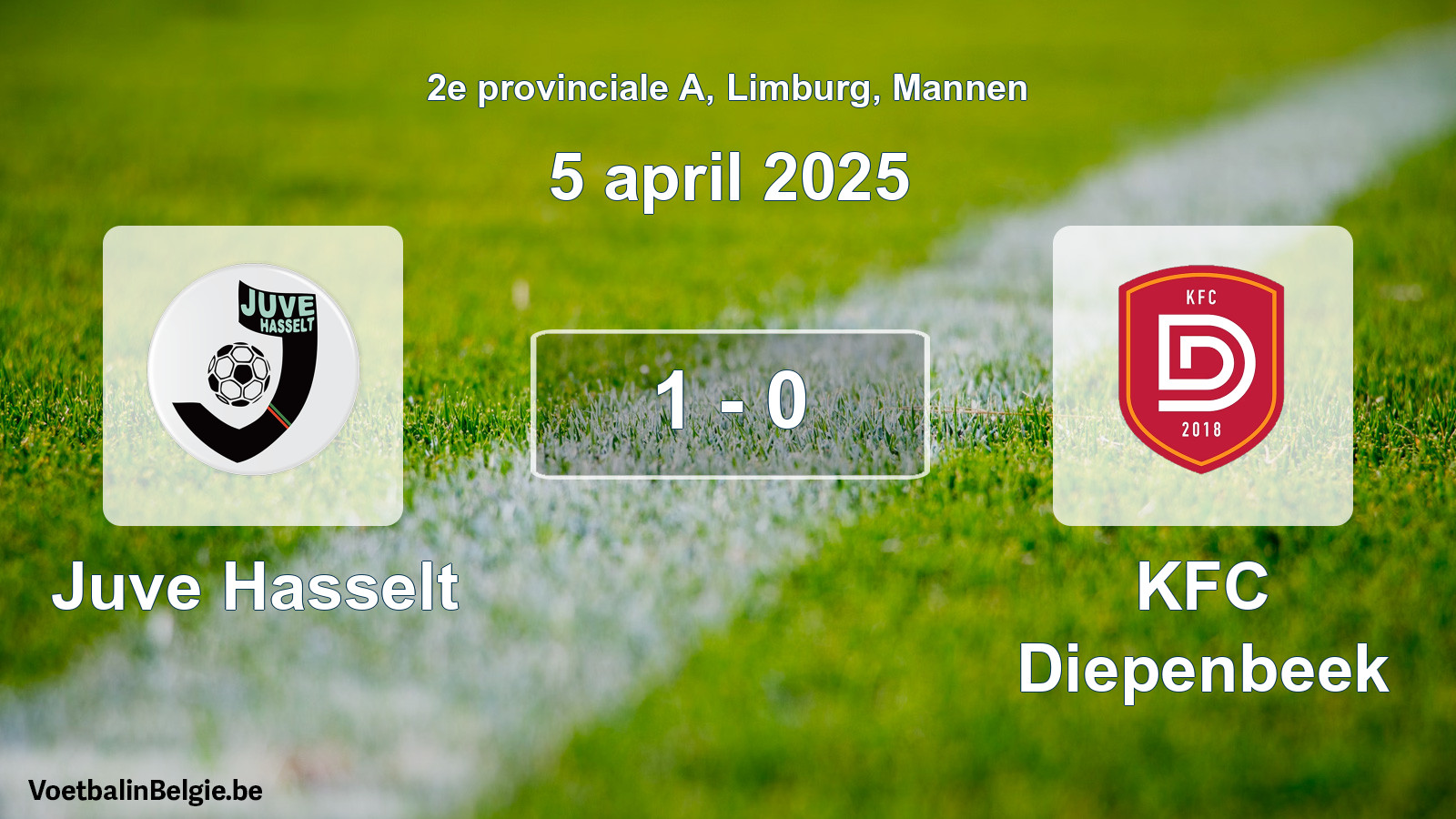 Gespeelde wedstrijd mannenvoetbal: Juve Hasselt - KFC Diepenbeek 1 - 0 (5 april 2025)