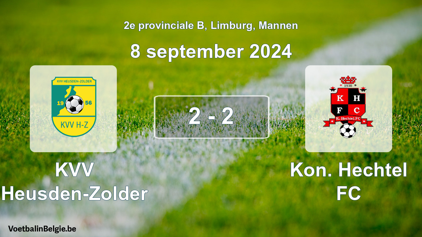 Gespeelde wedstrijd mannenvoetbal: KVV Heusden-Zolder - Kon. Hechtel FC 2 - 2 (8 september 2024)