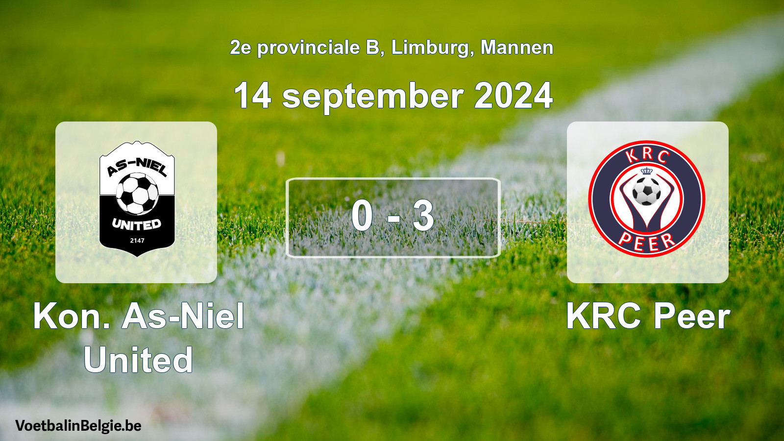 Gespeelde wedstrijd mannenvoetbal: Kon. As-Niel United - KRC Peer 0 - 3 (14 september 2024)