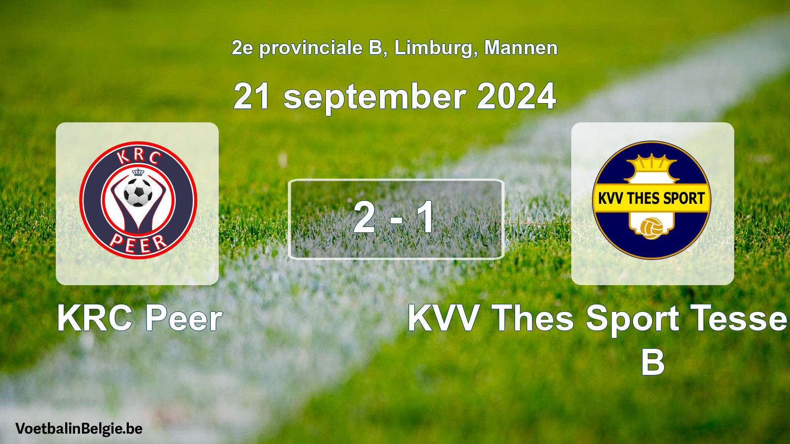 Played match men football: KRC Peer - KVV Thes Sport Tessenderlo B 2 - 1 (21 September 2024)