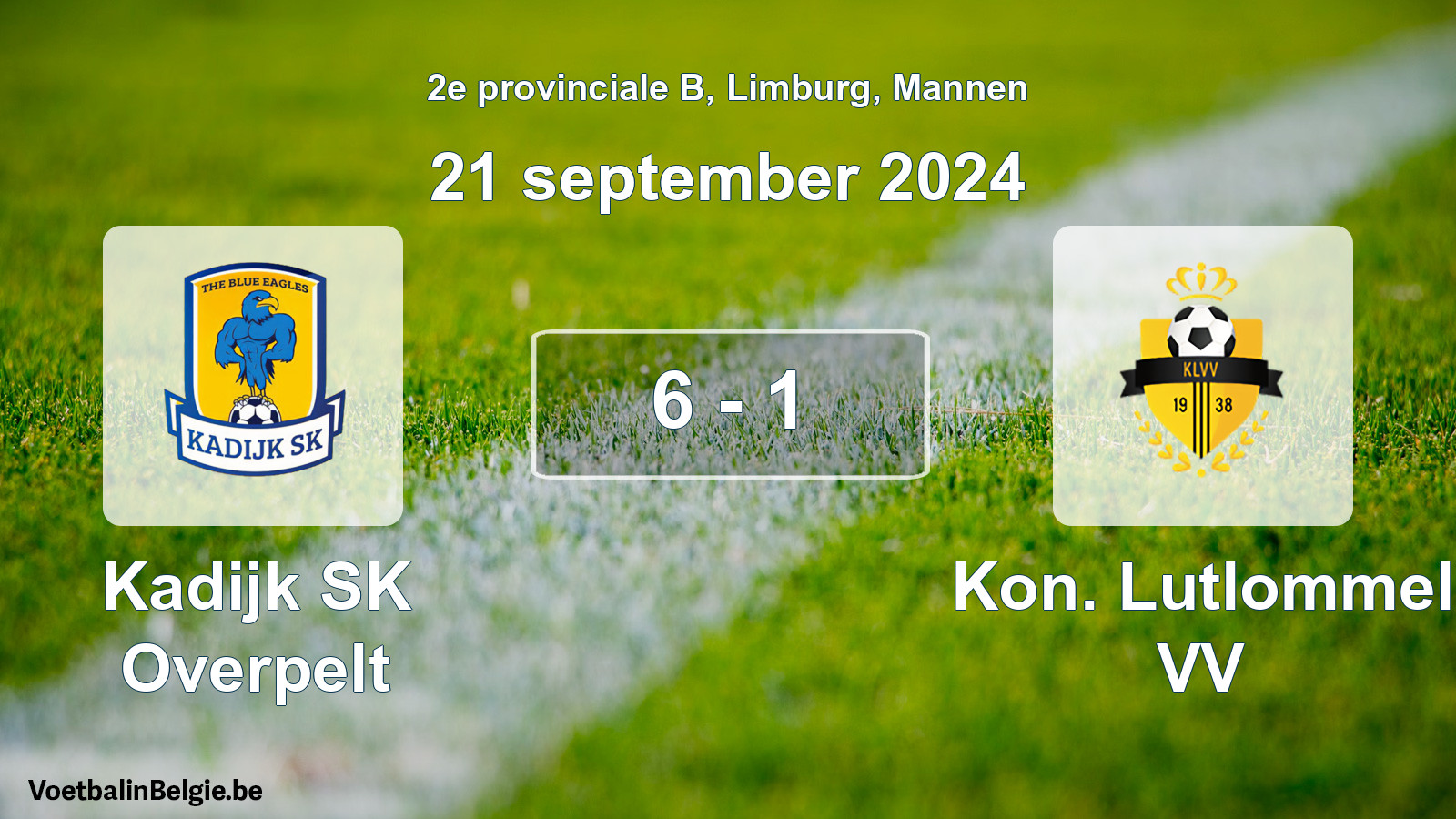 Gespeelde wedstrijd mannenvoetbal: Kadijk SK Overpelt - Kon. Lutlommel VV 6 - 1 (21 september 2024)