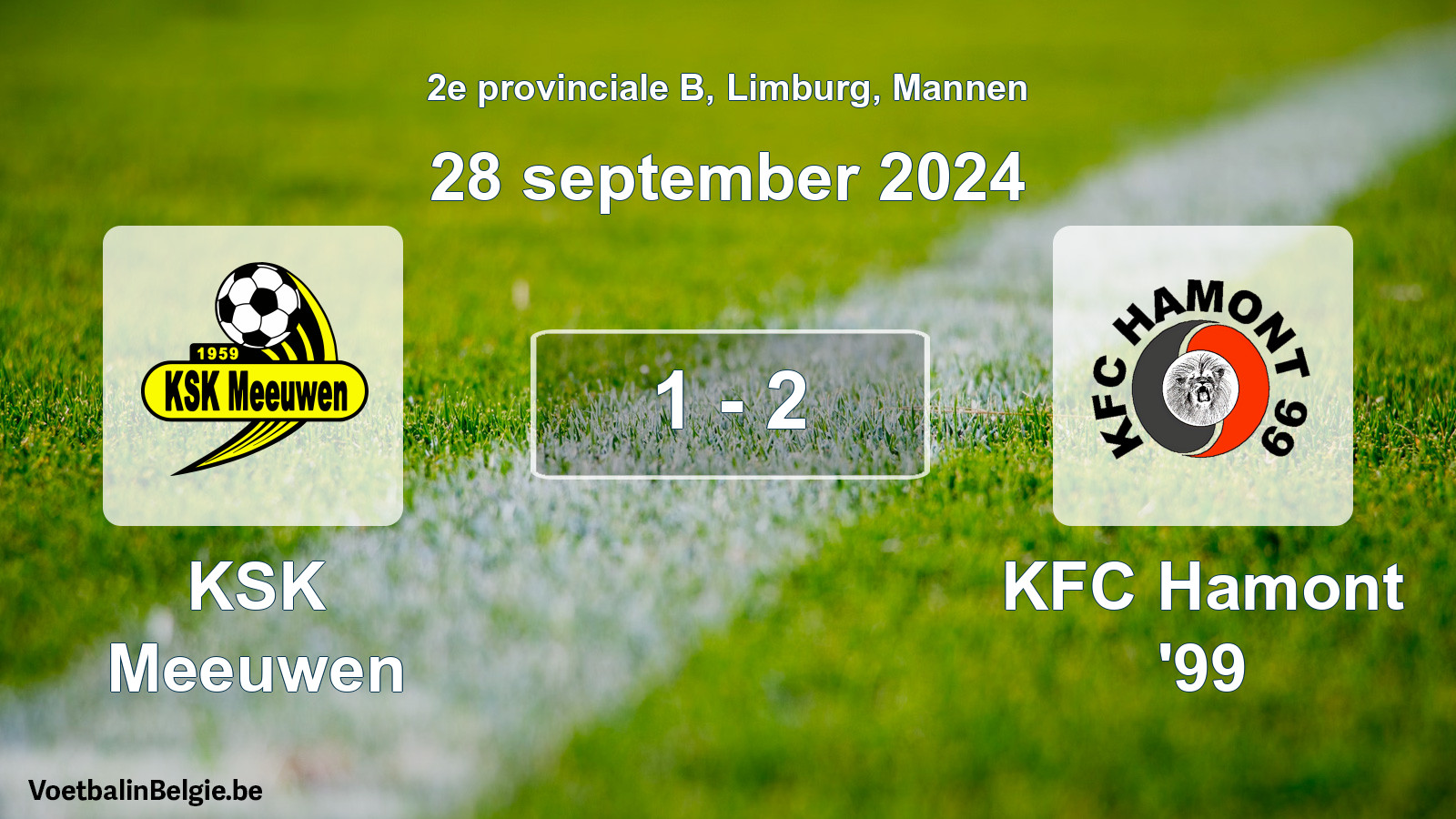 Gespeelde wedstrijd mannenvoetbal: KSK Meeuwen - KFC Hamont '99 1 - 2 (28 september 2024)