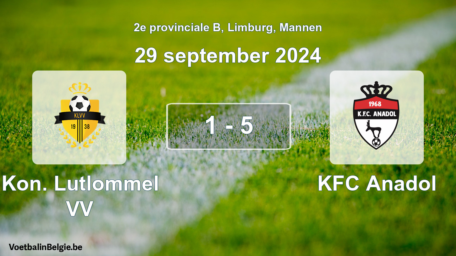 Gespeelde wedstrijd mannenvoetbal: Kon. Lutlommel VV - KFC Anadol 1 - 5 (29 september 2024)