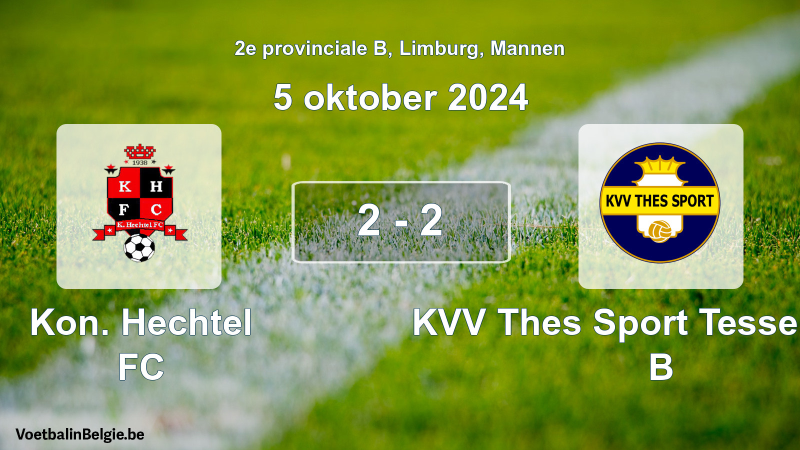 Gespeelde wedstrijd mannenvoetbal: Kon. Hechtel FC - KVV Thes Sport Tessenderlo B 2 - 2 (5 oktober 2024)