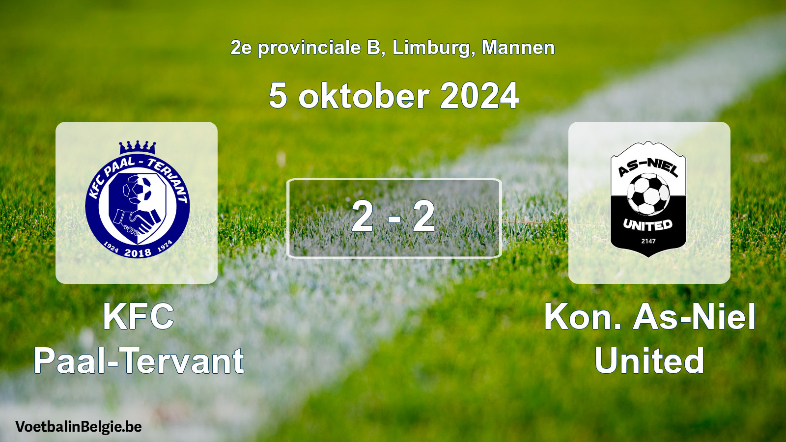 Gespeelde wedstrijd mannenvoetbal: KFC Paal-Tervant - Kon. As-Niel United 2 - 2 (5 oktober 2024)