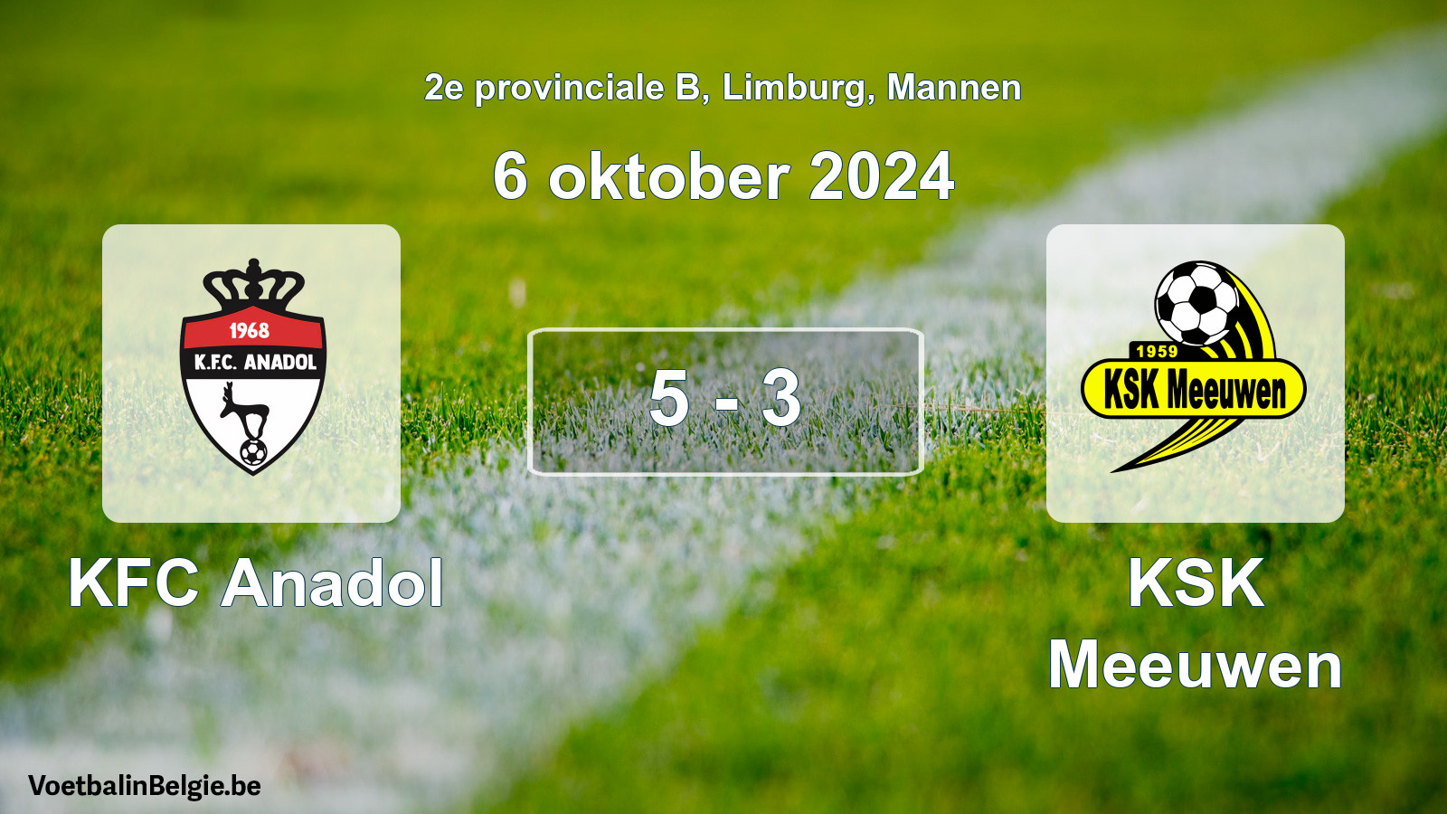 Gespeelde wedstrijd mannenvoetbal: KFC Anadol - KSK Meeuwen 5 - 3 (6 oktober 2024)