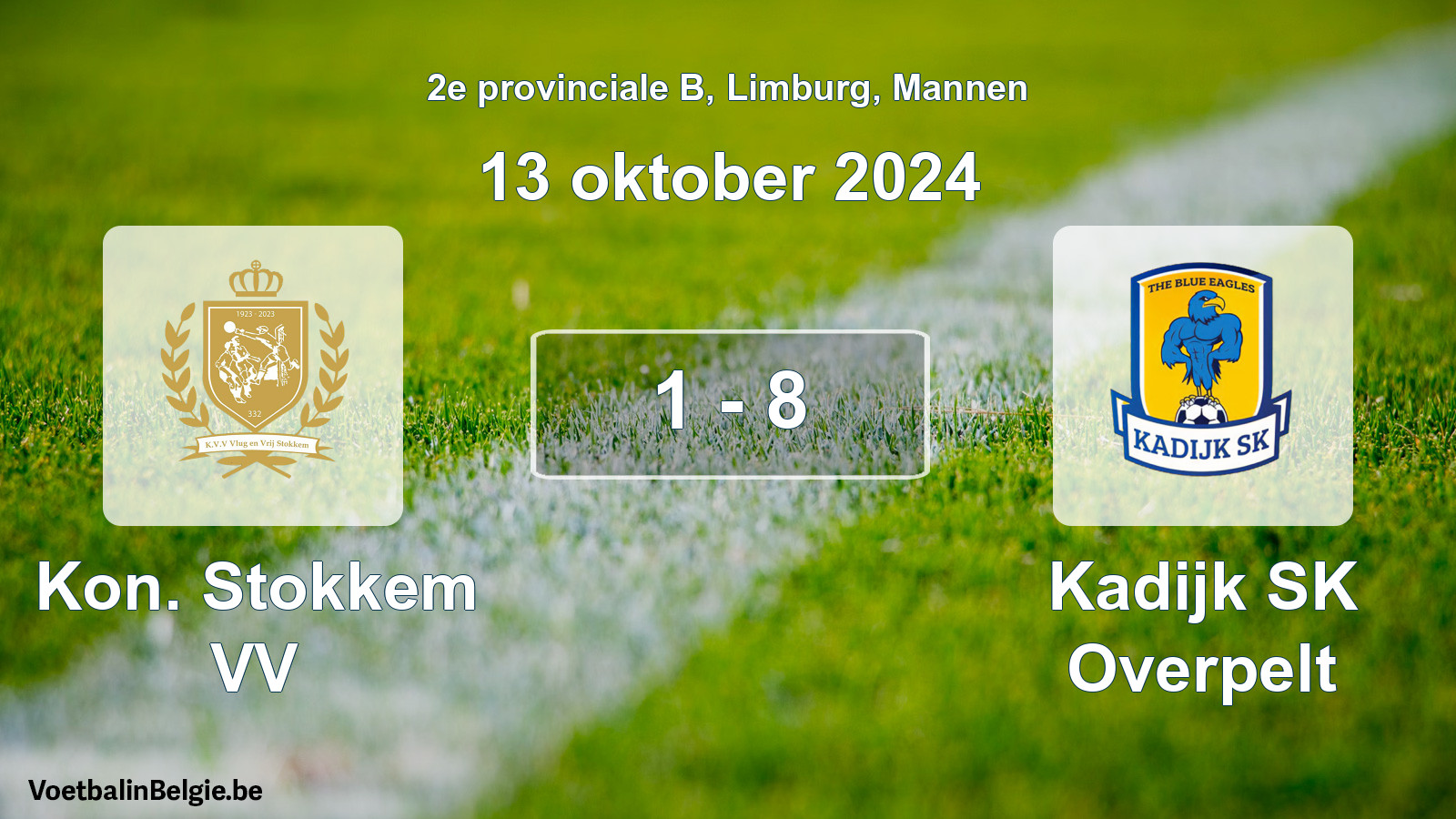 Gespeelde wedstrijd mannenvoetbal: Kon. Stokkem VV - Kadijk SK Overpelt 1 - 8 (13 oktober 2024)
