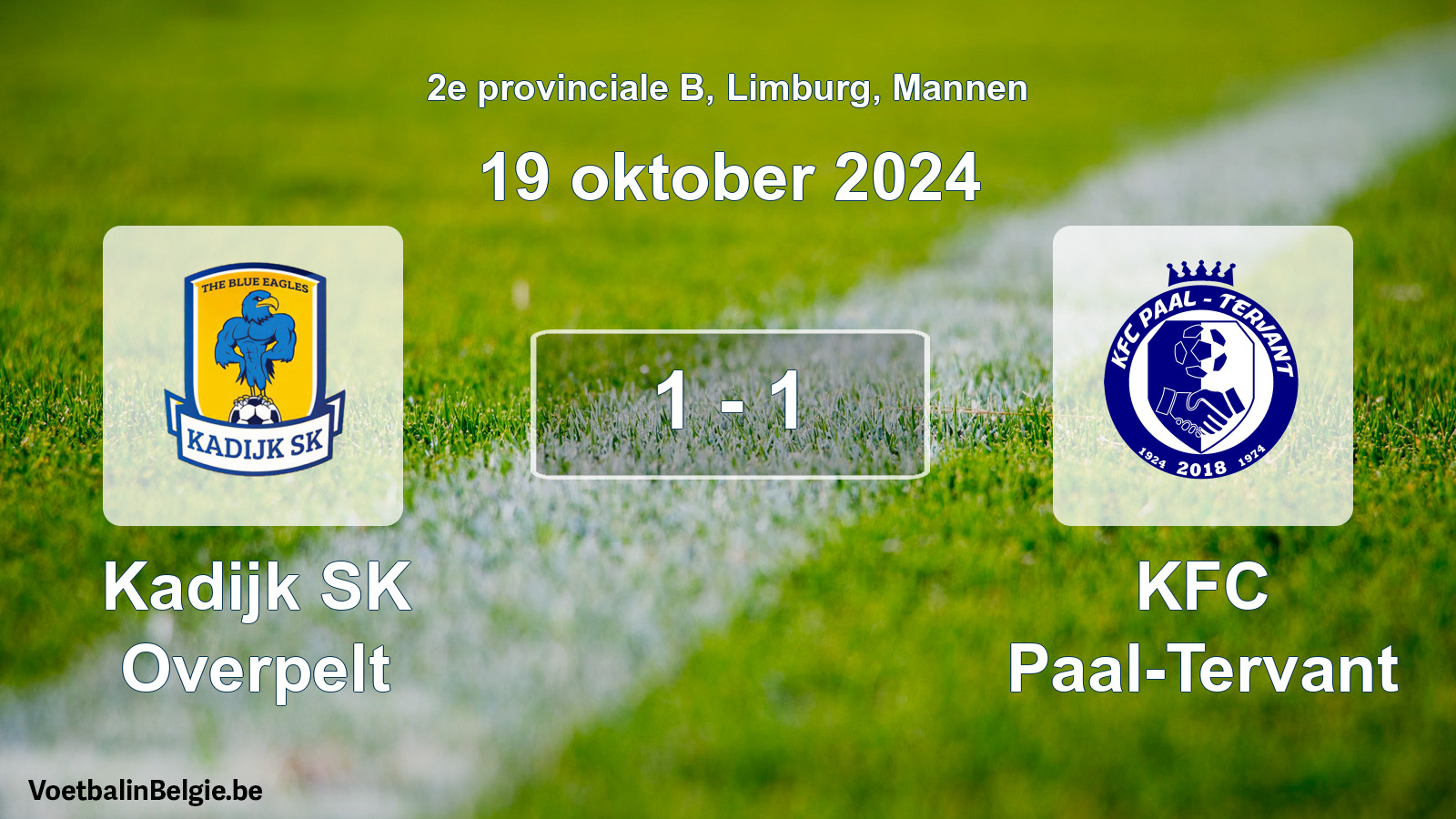 Gespeelde wedstrijd mannenvoetbal: Kadijk SK Overpelt - KFC Paal-Tervant 1 - 1 (19 oktober 2024)