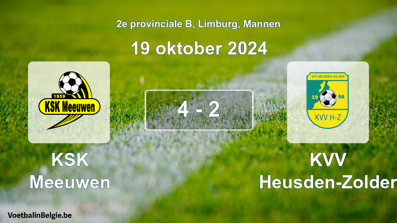 Gespeelde wedstrijd mannenvoetbal: KSK Meeuwen - KVV Heusden-Zolder 4 - 2 (19 oktober 2024)