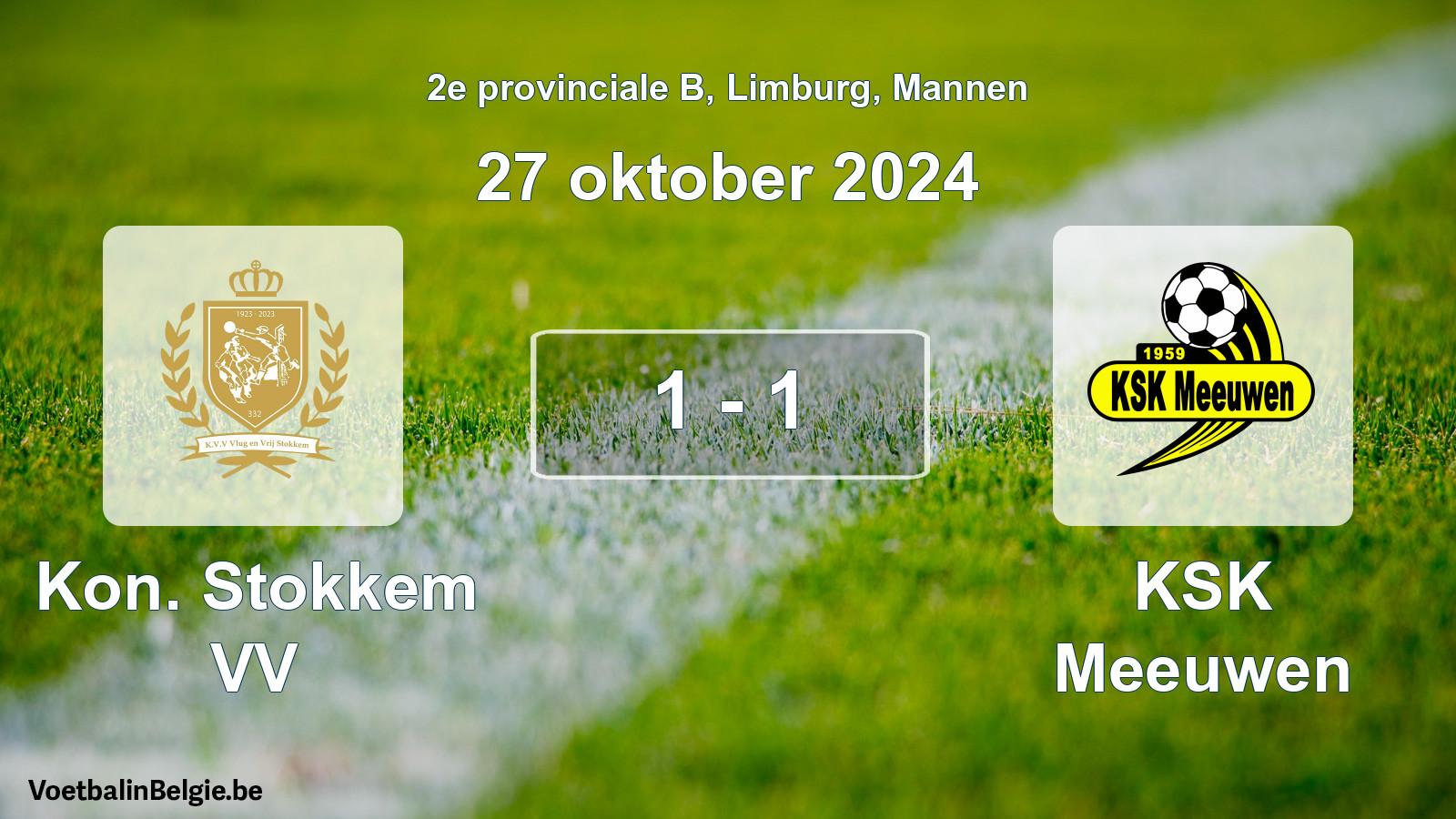 Gespeelde wedstrijd mannenvoetbal: Kon. Stokkem VV - KSK Meeuwen 1 - 1 (27 oktober 2024)