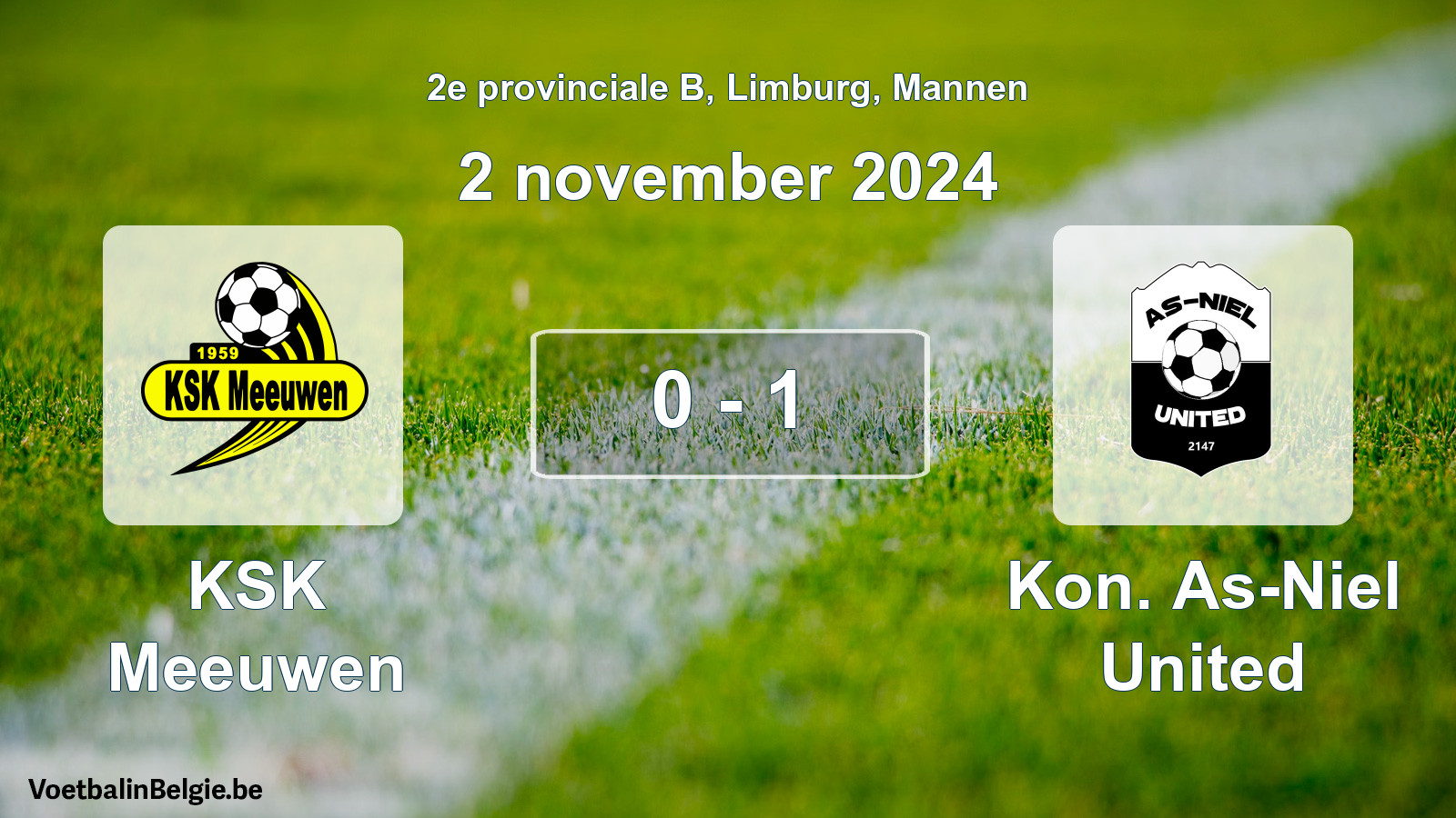 Gespeelde wedstrijd mannenvoetbal: KSK Meeuwen - Kon. As-Niel United 0 - 1 (2 november 2024)