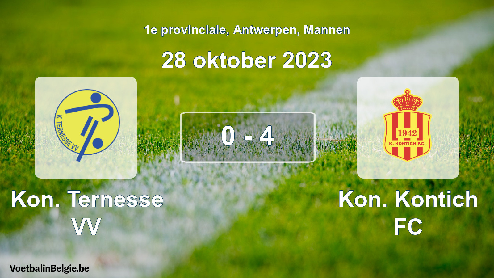 Gespeelde wedstrijd mannenvoetbal: Kon. Ternesse VV - Kon. Kontich FC 0 - 4 (28 oktober 2023)