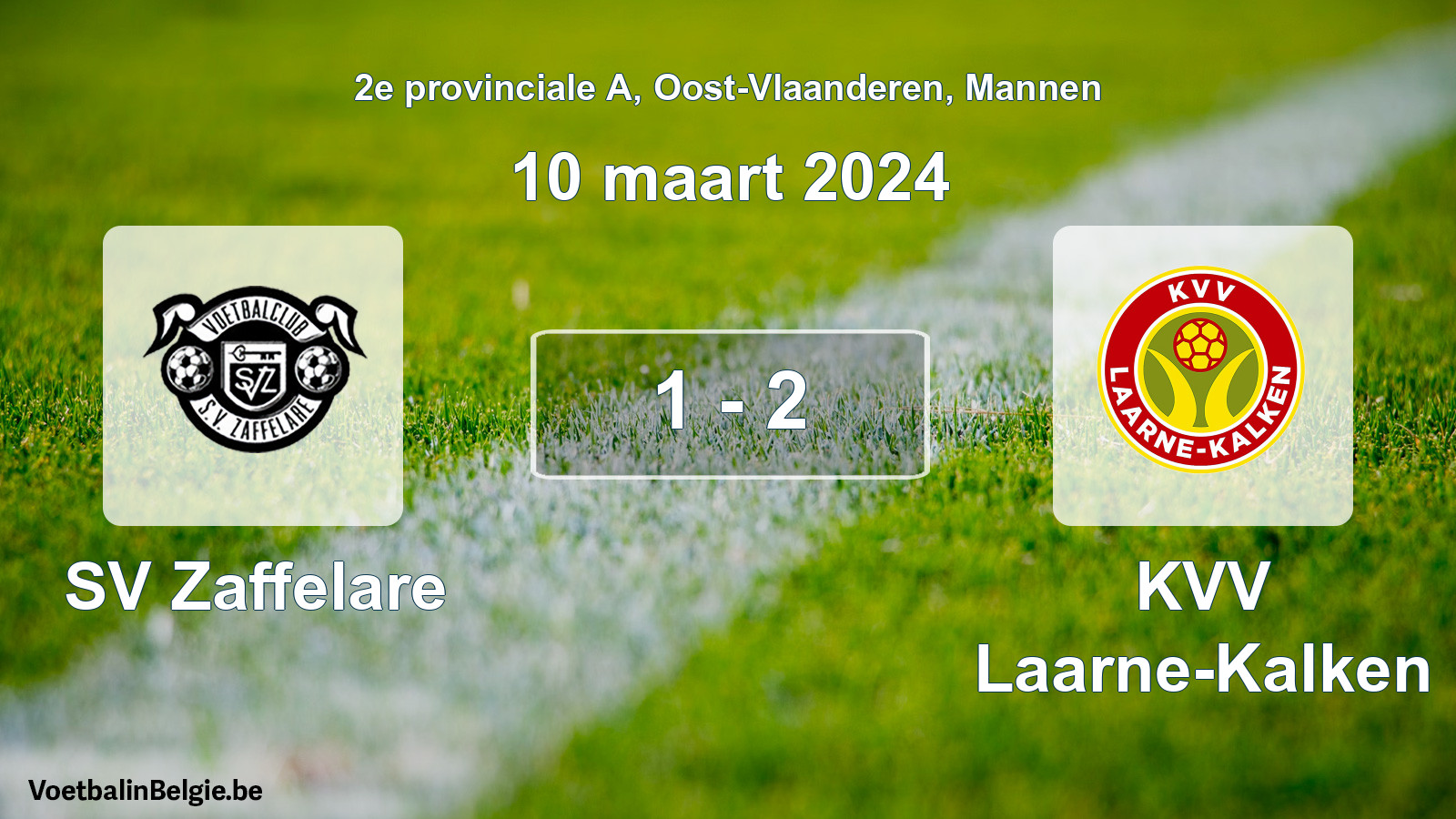 Gespeelde wedstrijd mannenvoetbal: SV Zaffelare - KVV Laarne-Kalken 1 - 2 (10 maart 2024)