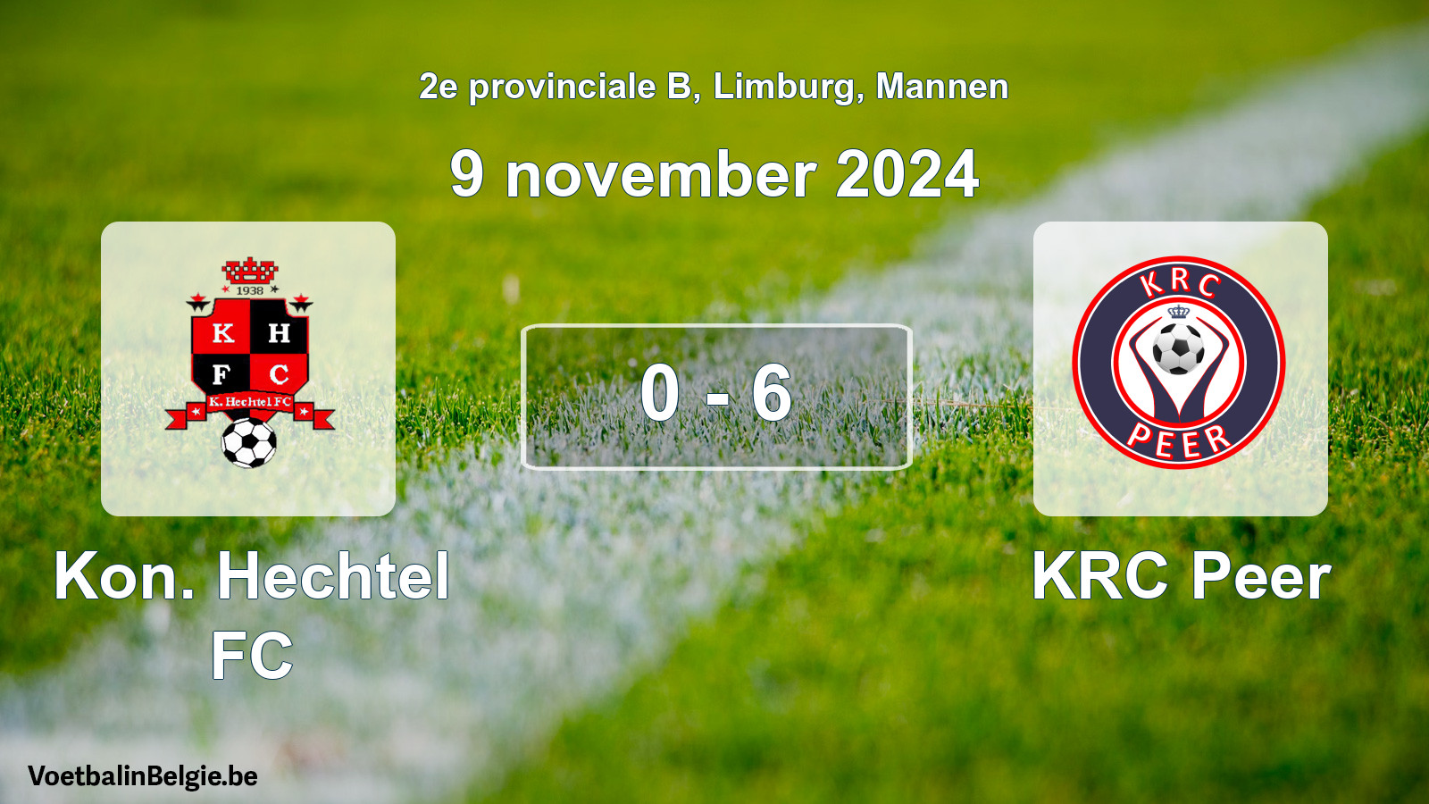Gespeelde wedstrijd mannenvoetbal: Kon. Hechtel FC - KRC Peer 0 - 6 (9 november 2024)