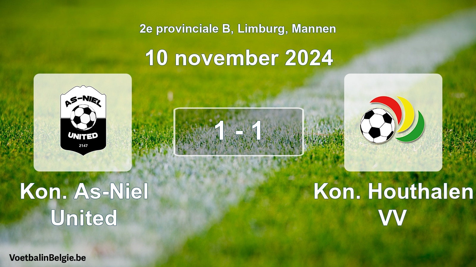Gespeelde wedstrijd mannenvoetbal: Kon. As-Niel United - Kon. Houthalen VV 1 - 1 (10 november 2024)