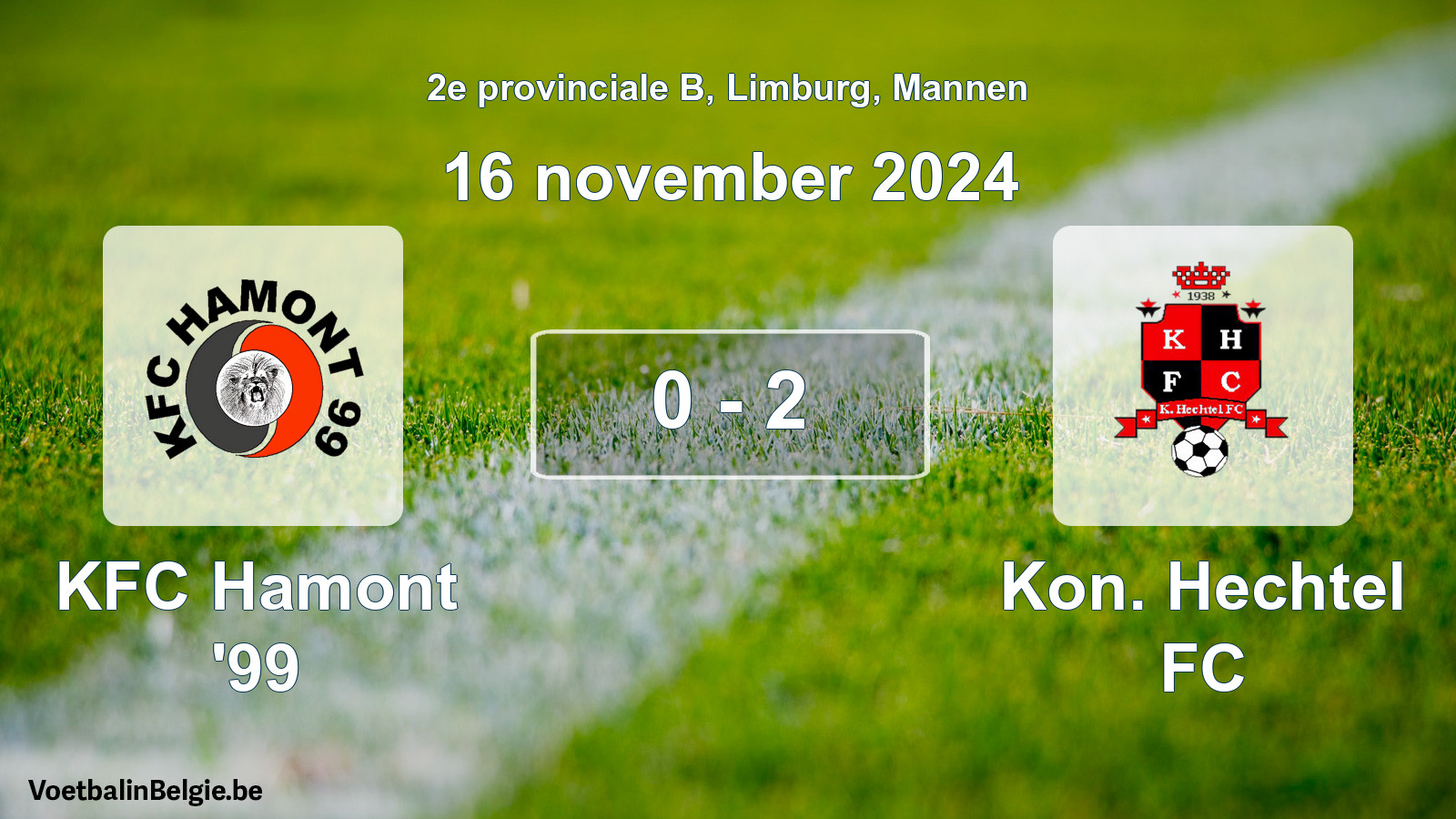 Gespeelde wedstrijd mannenvoetbal: KFC Hamont '99 - Kon. Hechtel FC 0 - 2 (16 november 2024)