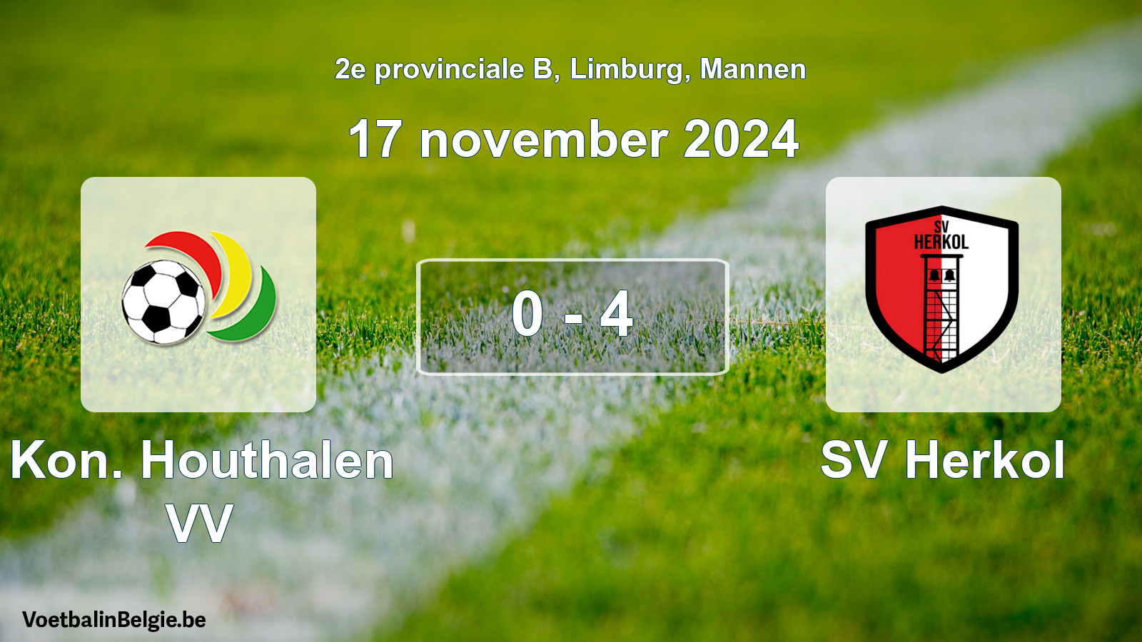 Gespeelde wedstrijd mannenvoetbal: Kon. Houthalen VV - SV Herkol 0 - 4 (17 november 2024)