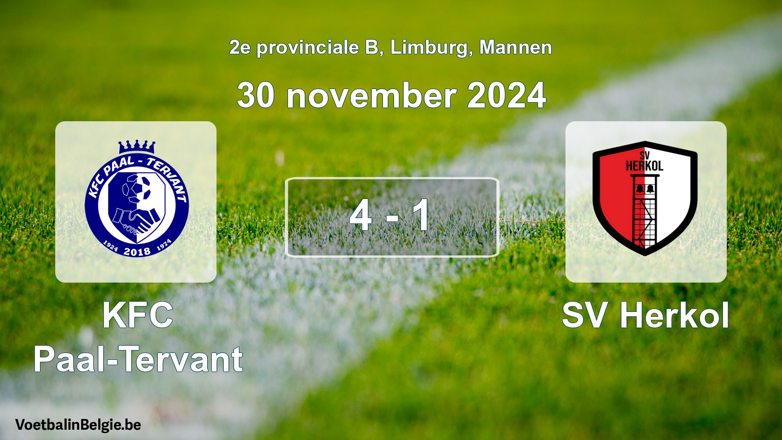Gespeelde wedstrijd mannenvoetbal: KFC Paal-Tervant - SV Herkol 4 - 1 (30 november 2024)