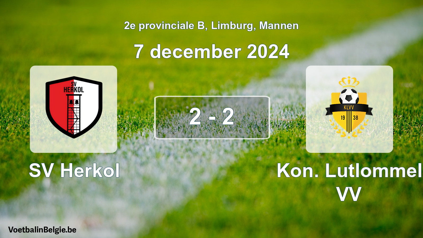 Gespeelde wedstrijd mannenvoetbal: SV Herkol - Kon. Lutlommel VV 2 - 2 (7 december 2024)