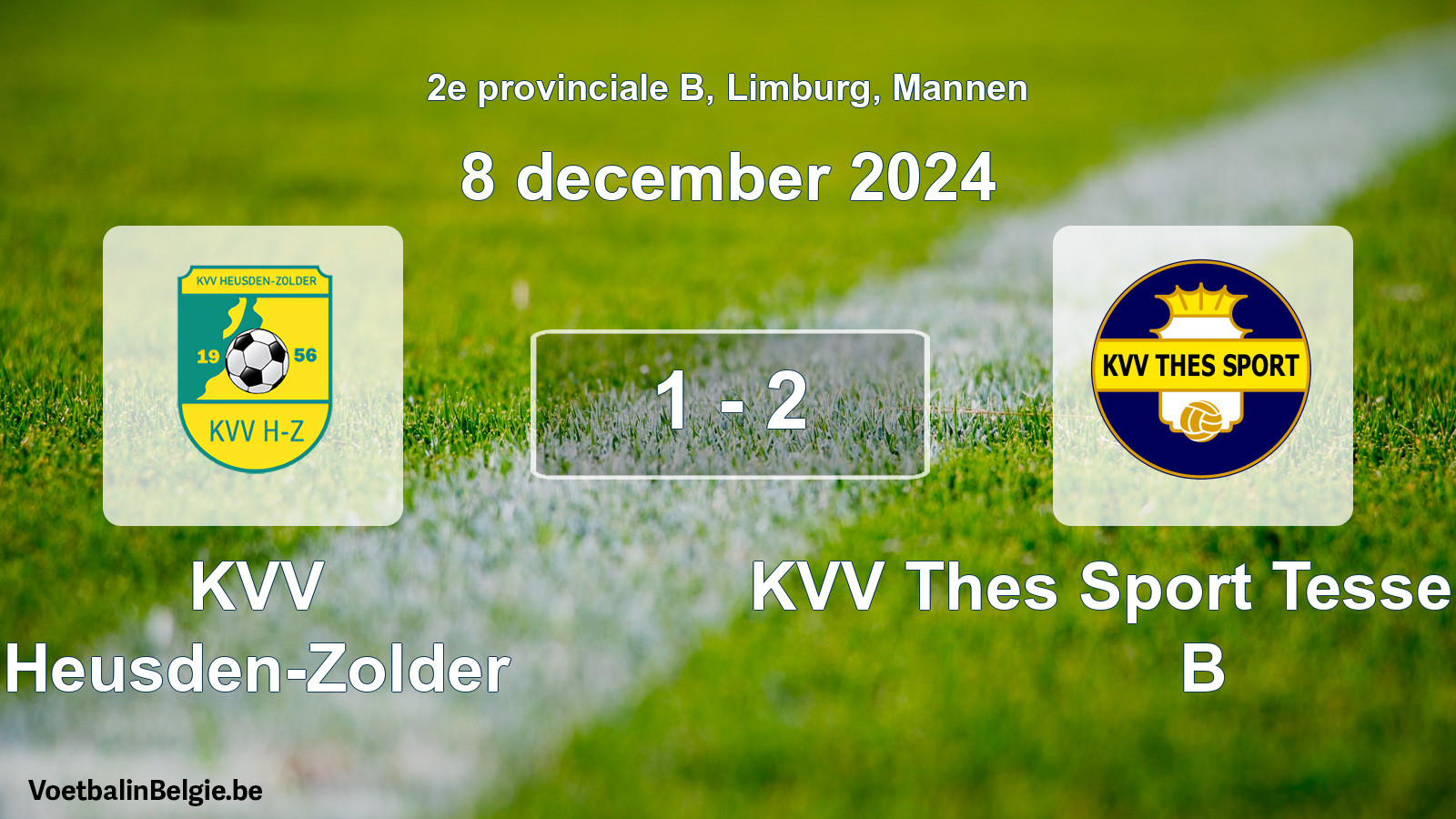 Gespeelde wedstrijd mannenvoetbal: KVV Heusden-Zolder - KVV Thes Sport Tessenderlo B 1 - 2 (8 december 2024)