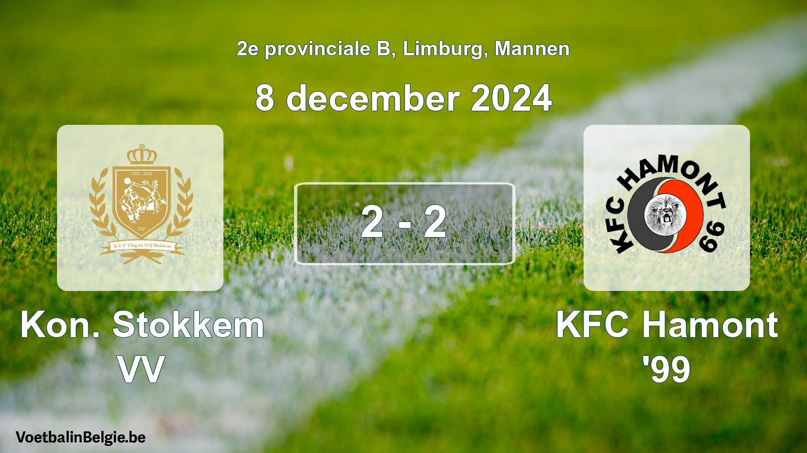 Gespeelde wedstrijd mannenvoetbal: Kon. Stokkem VV - KFC Hamont '99 2 - 2 (8 december 2024)