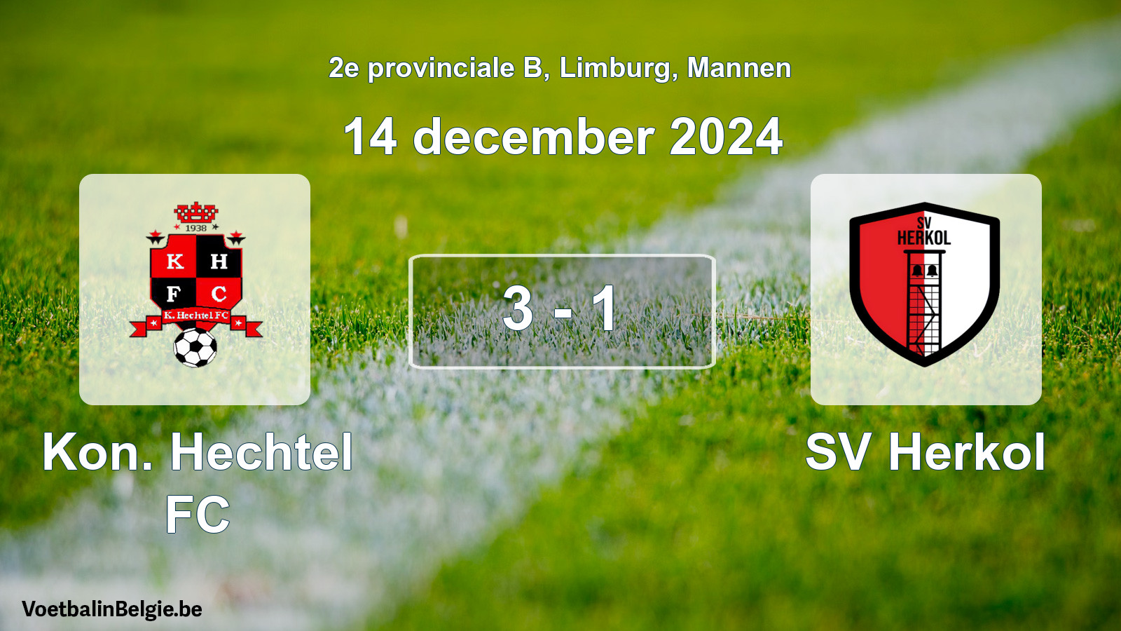 Gespeelde wedstrijd mannenvoetbal: Kon. Hechtel FC - SV Herkol 3 - 1 (14 december 2024)