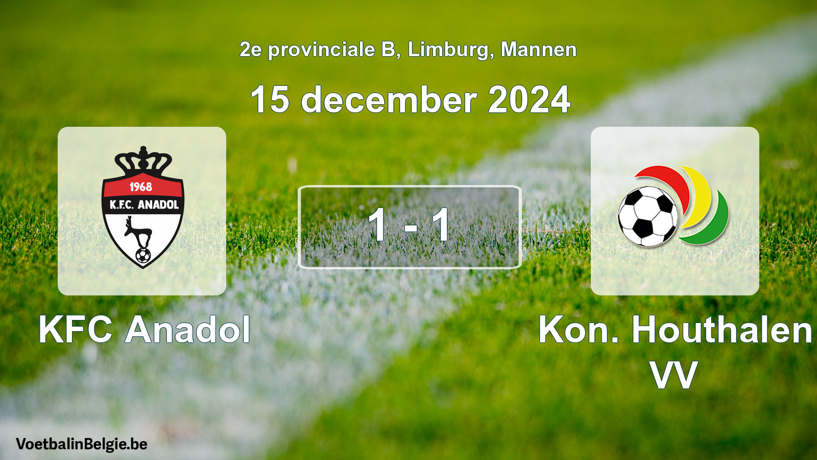 Gespeelde wedstrijd mannenvoetbal: KFC Anadol - Kon. Houthalen VV 1 - 1 (15 december 2024)