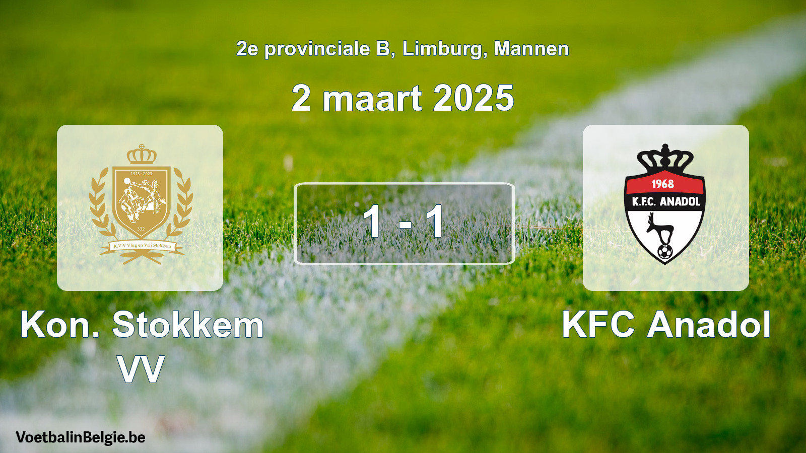 Gespeelde wedstrijd mannenvoetbal: Kon. Stokkem VV - KFC Anadol 1 - 1 (2 maart 2025)