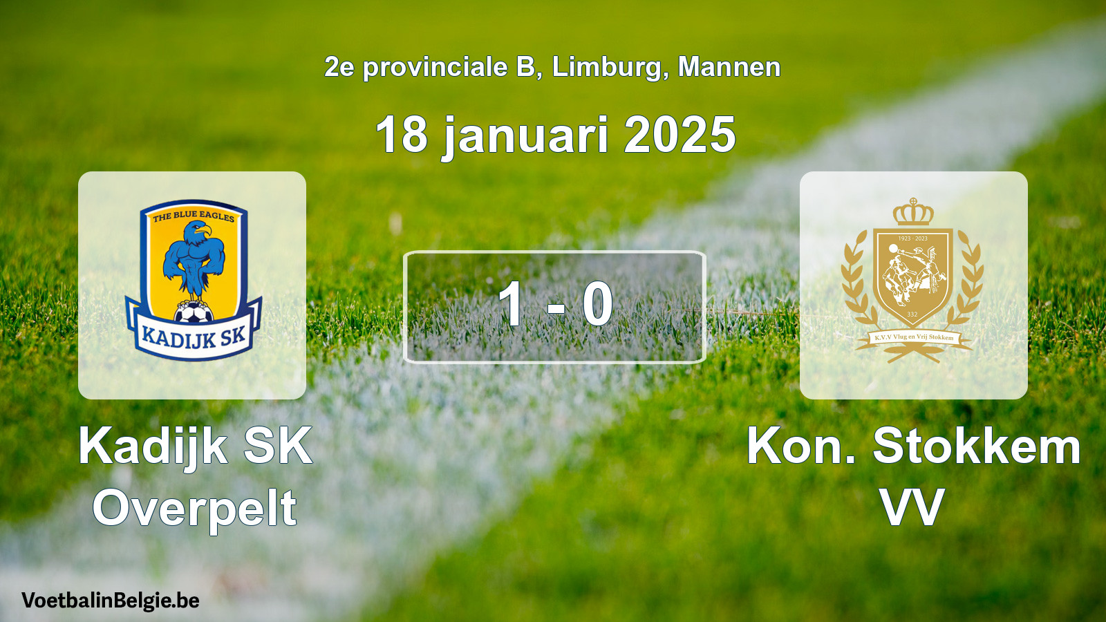 Gespeelde wedstrijd mannenvoetbal: Kadijk SK Overpelt - Kon. Stokkem VV 1 - 0 (18 januari 2025)