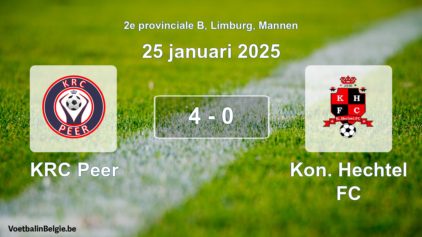Gespeelde wedstrijd mannenvoetbal: KRC Peer - Kon. Hechtel FC 4 - 0 (25 januari 2025)