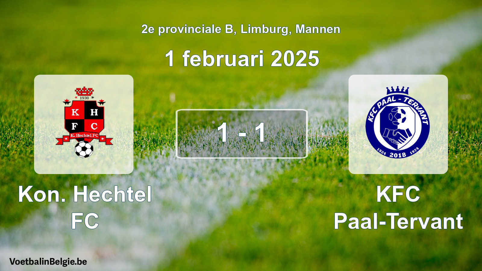 Gespeelde wedstrijd mannenvoetbal: Kon. Hechtel FC - KFC Paal-Tervant 1 - 1 (1 februari 2025)