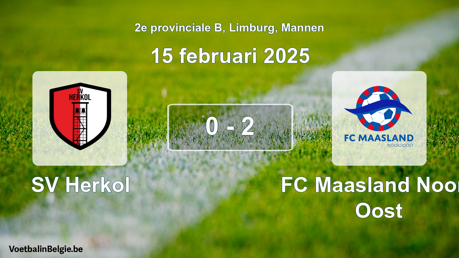 Gespeelde wedstrijd mannenvoetbal: SV Herkol - FC Maasland Noord Oost 0 - 2 (15 februari 2025)