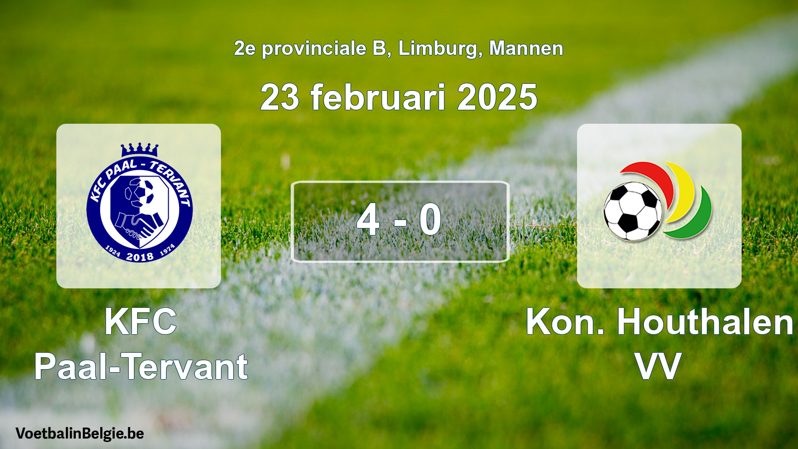 Gespeelde wedstrijd mannenvoetbal: KFC Paal-Tervant - Kon. Houthalen VV 4 - 0 (23 februari 2025)