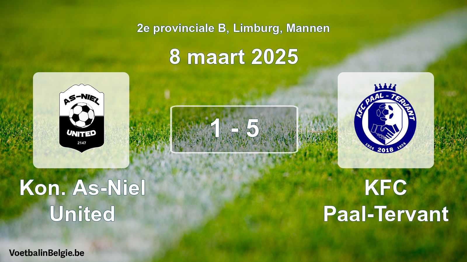 Gespeelde wedstrijd mannenvoetbal: Kon. As-Niel United - KFC Paal-Tervant 1 - 5 (8 maart 2025)