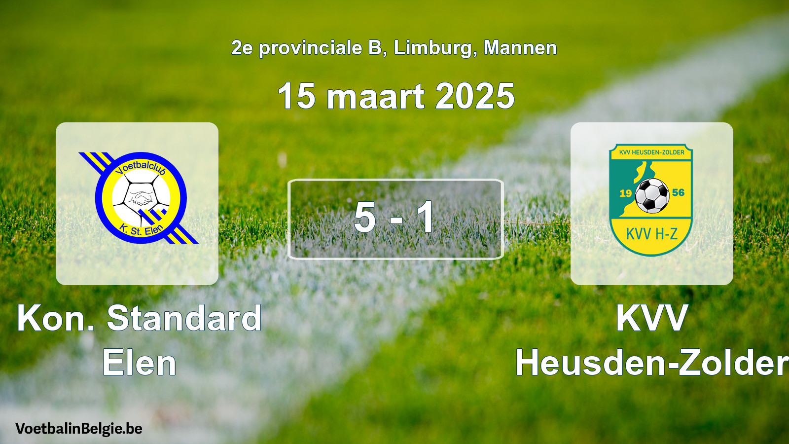Gespeelde wedstrijd mannenvoetbal: Kon. Standard Elen - KVV Heusden-Zolder 5 - 1 (15 maart 2025)