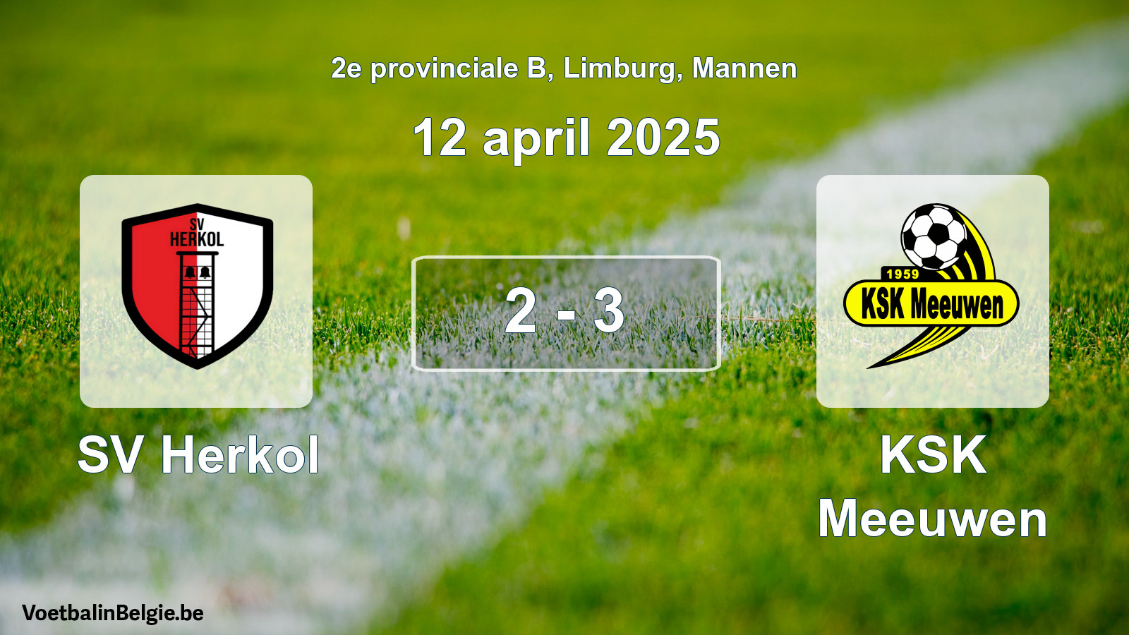 Gespeelde wedstrijd mannenvoetbal: SV Herkol - KSK Meeuwen 2 - 3 (12 april 2025)