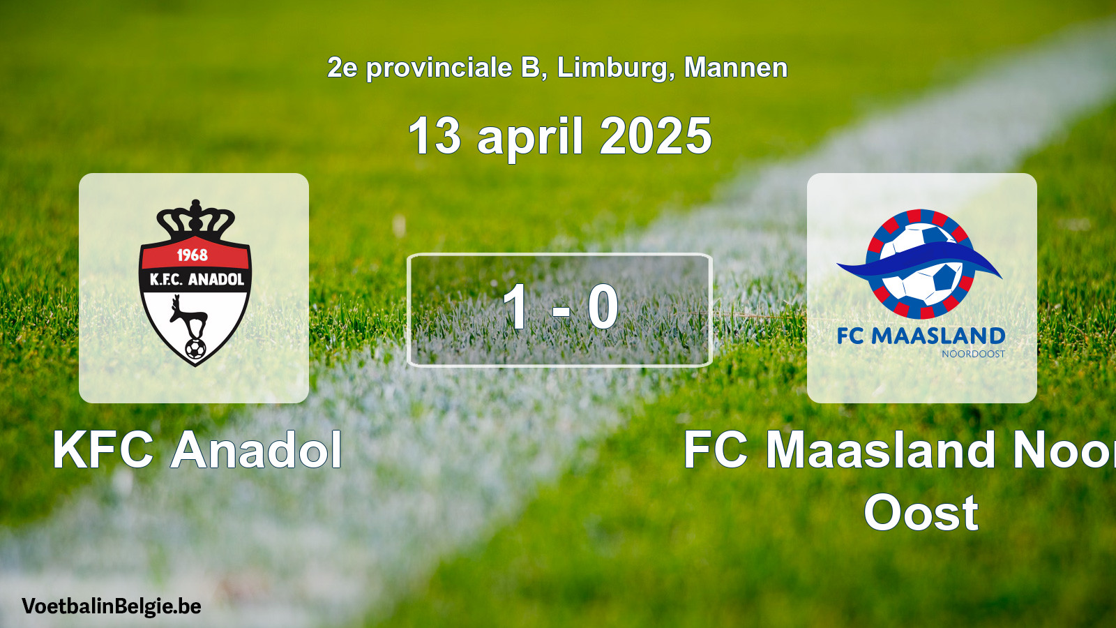Gespeelde wedstrijd mannenvoetbal: KFC Anadol - FC Maasland Noord Oost 1 - 0 (13 april 2025)