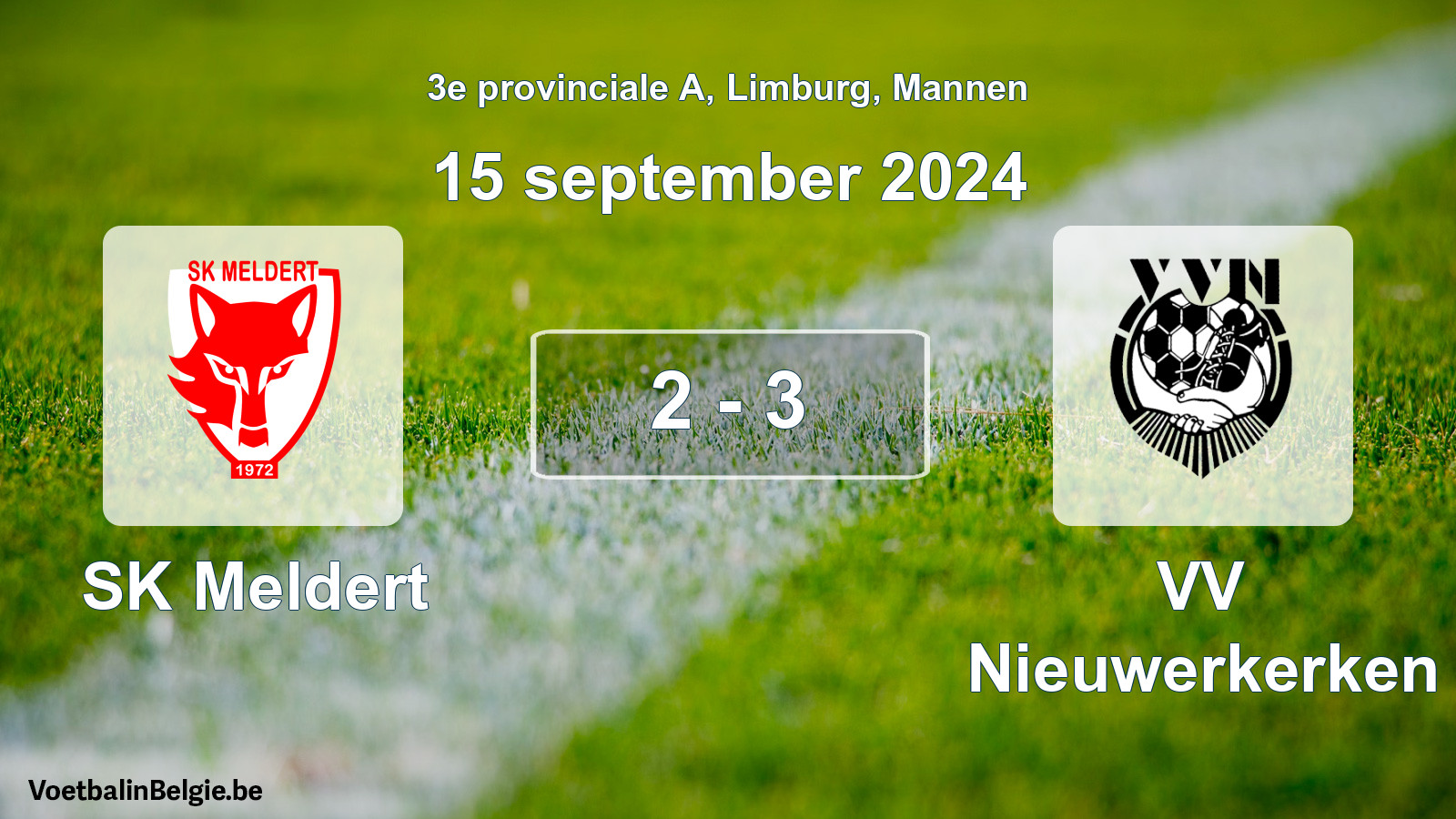 Gespeelde wedstrijd mannenvoetbal: SK Meldert - VV Nieuwerkerken 2 - 3 (15 september 2024)
