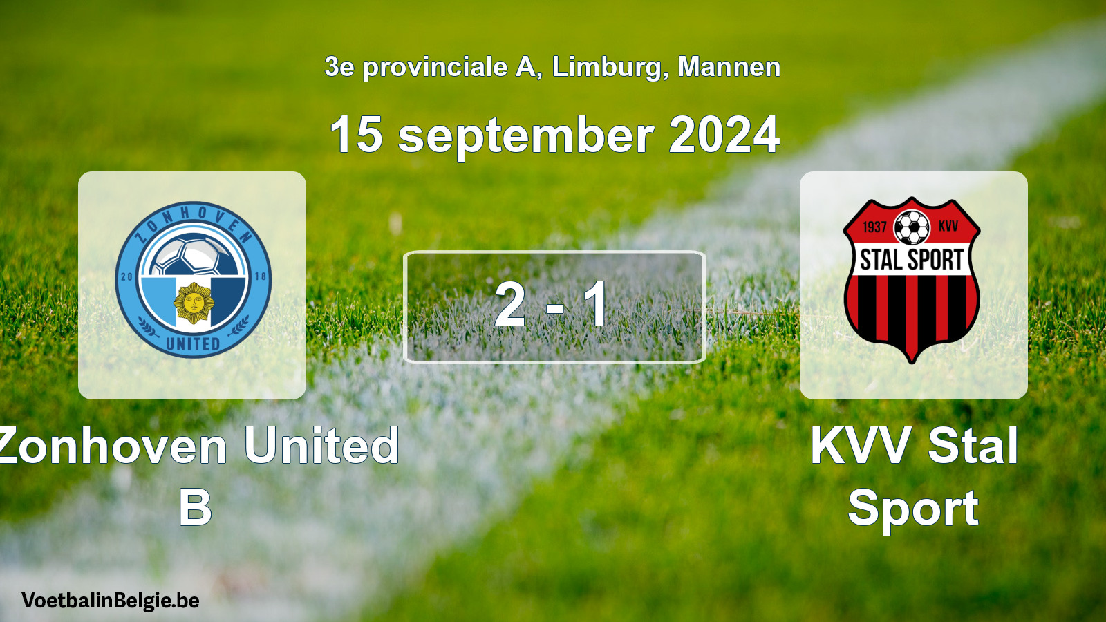 Gespeelde wedstrijd mannenvoetbal: Zonhoven United B - KVV Stal Sport 2 - 1 (15 september 2024)