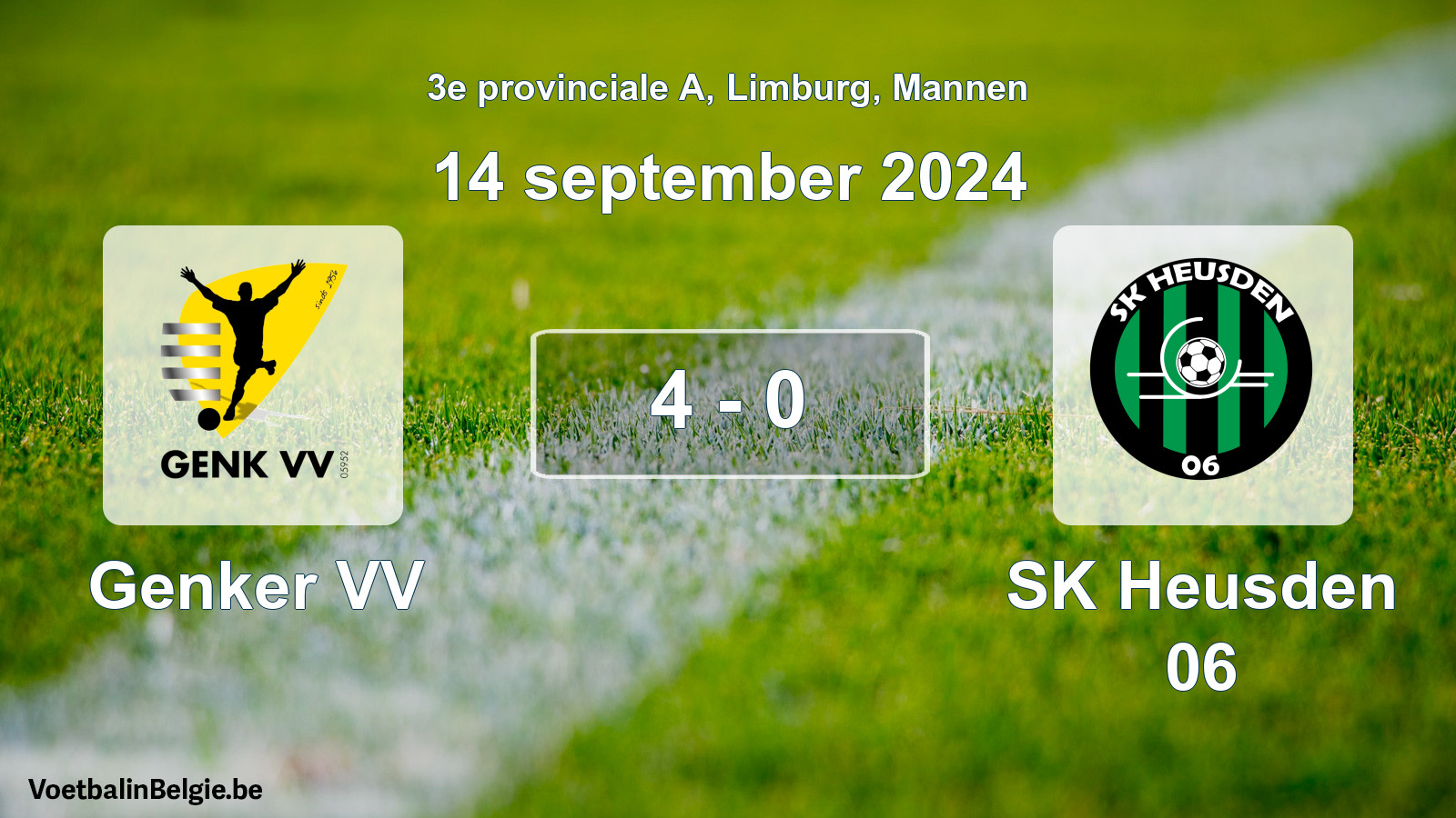 Gespeelde wedstrijd mannenvoetbal: Genker VV - SK Heusden 06 4 - 0 (14 september 2024)