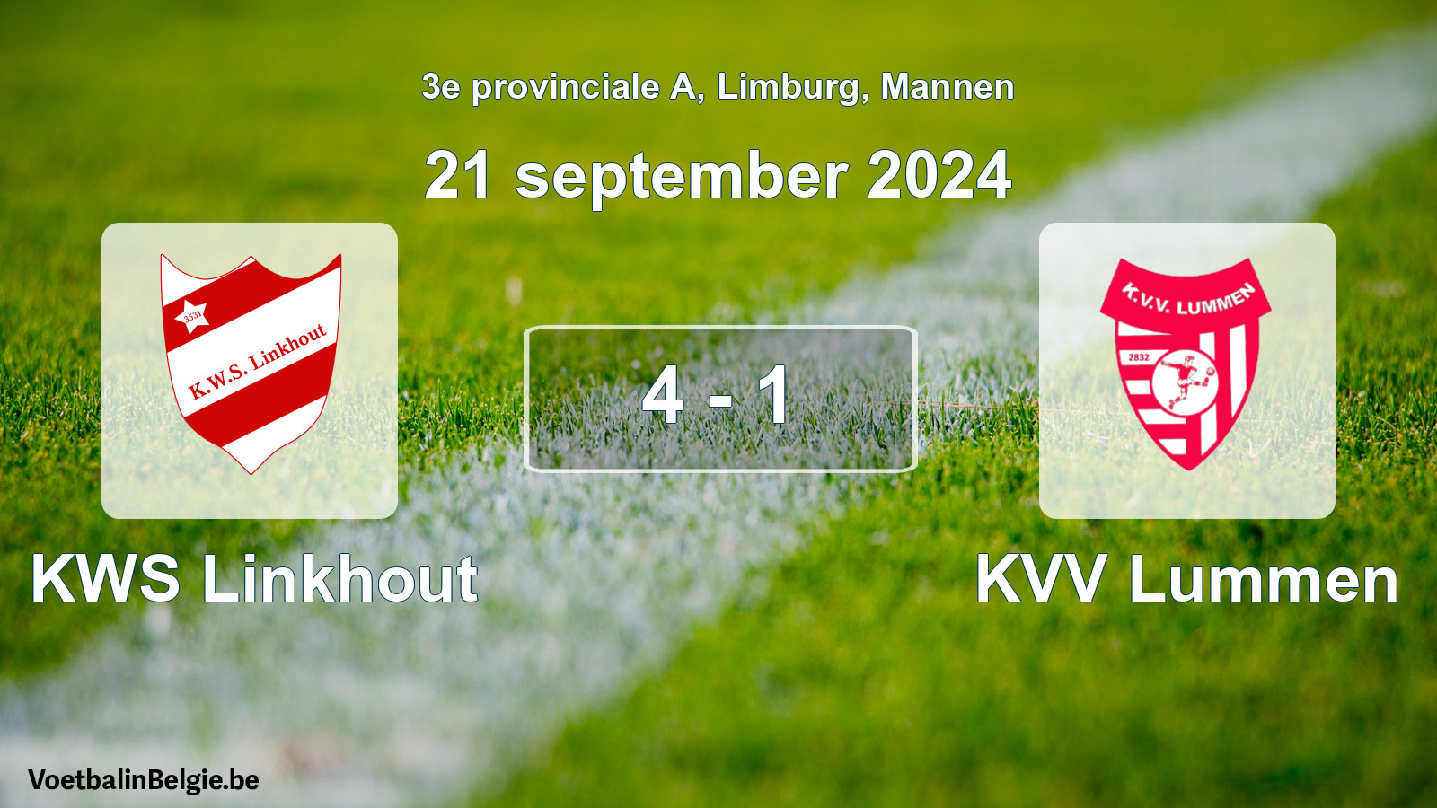 Played match men football: KWS Linkhout - KVV Lummen 4 - 1 (21 September 2024)