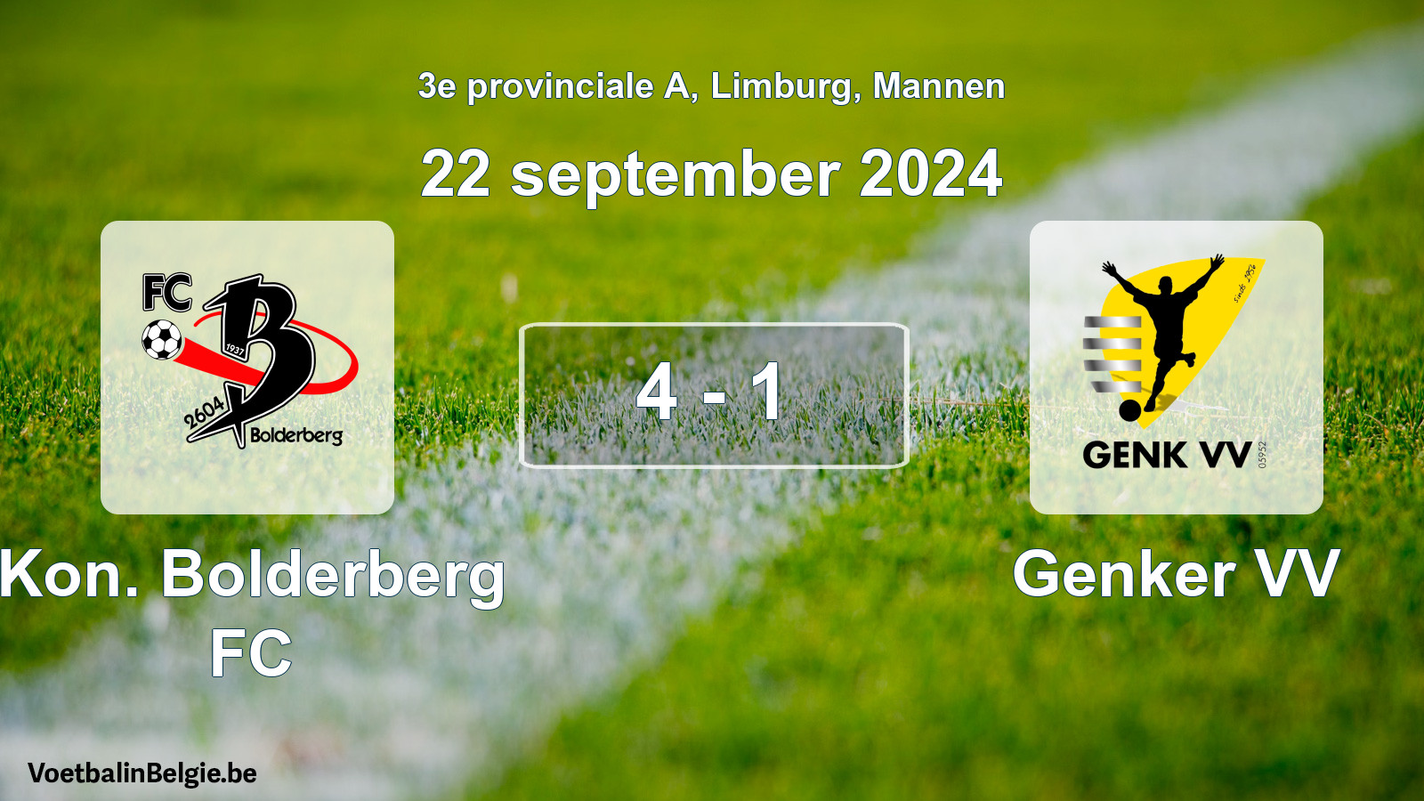 Played match men football: Kon. Bolderberg FC - Genker VV 4 - 1 (22 September 2024)